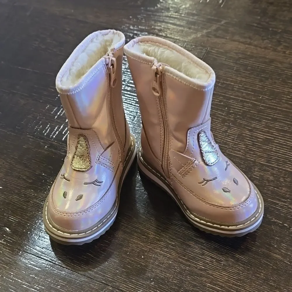 Toddler Girls' Isla Unicorn Zipper Slip-On Winter Boots - Cat & Jack Pink Size 5